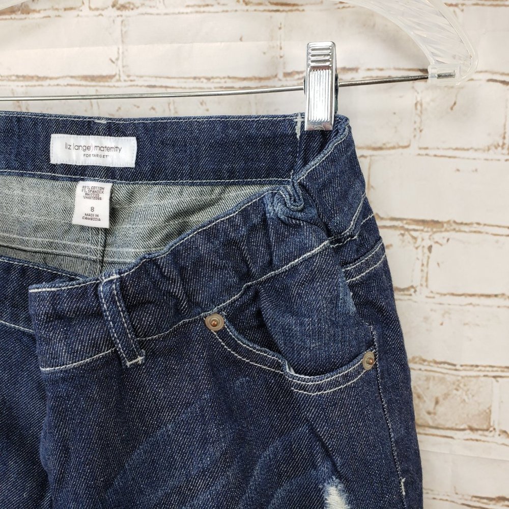 NWT Liz Lange Maternity Target Size 8 Jeans Under Belly Distressed Straight Leg - Picture 6 of 10